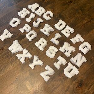 3” Solid White Letter Varsity Patches